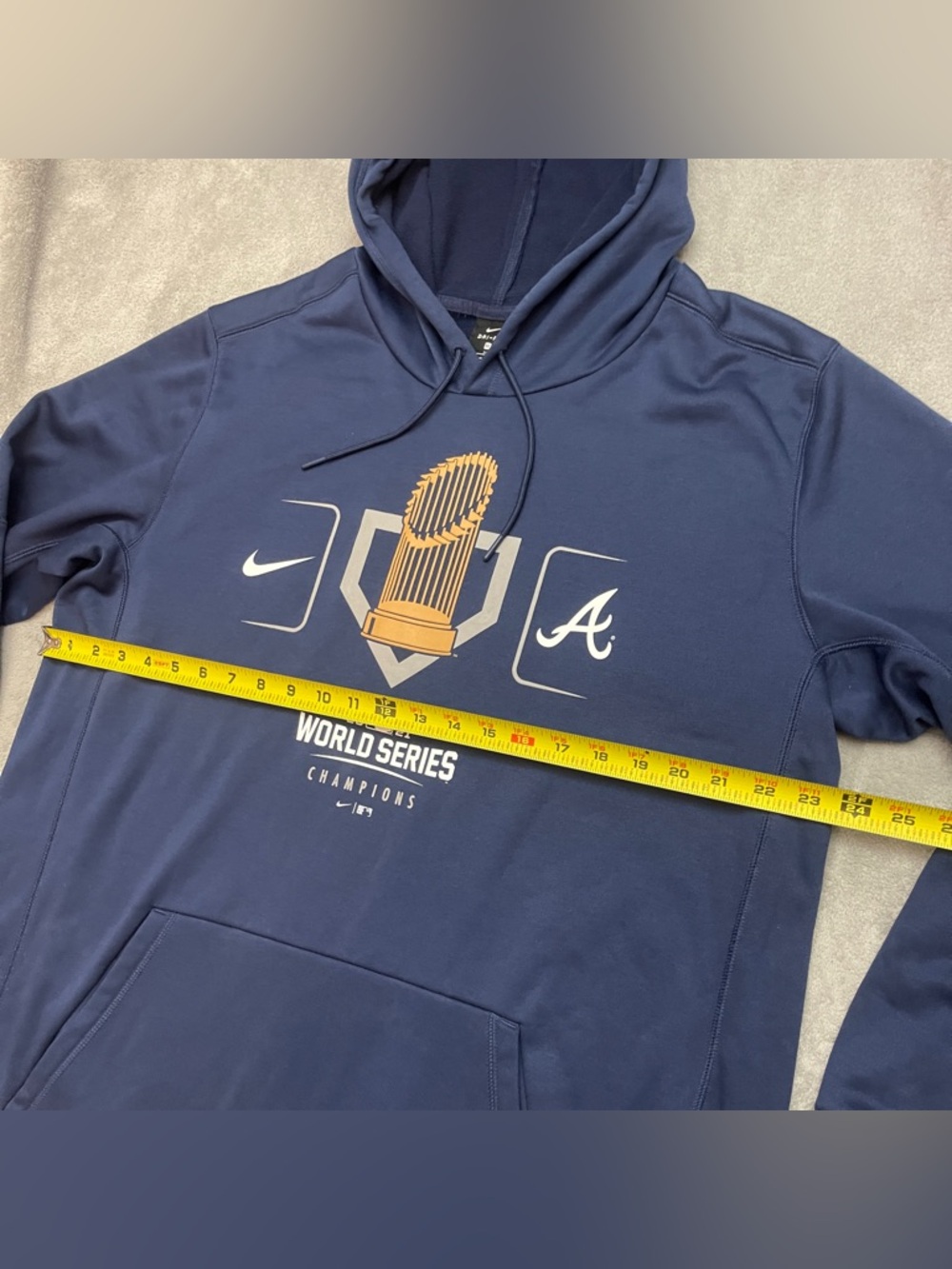 Nike Atlanta Braves 2021 World Series Champions Hoodie Mens XL Navy Dri-FIT - Picture 4 of 9
